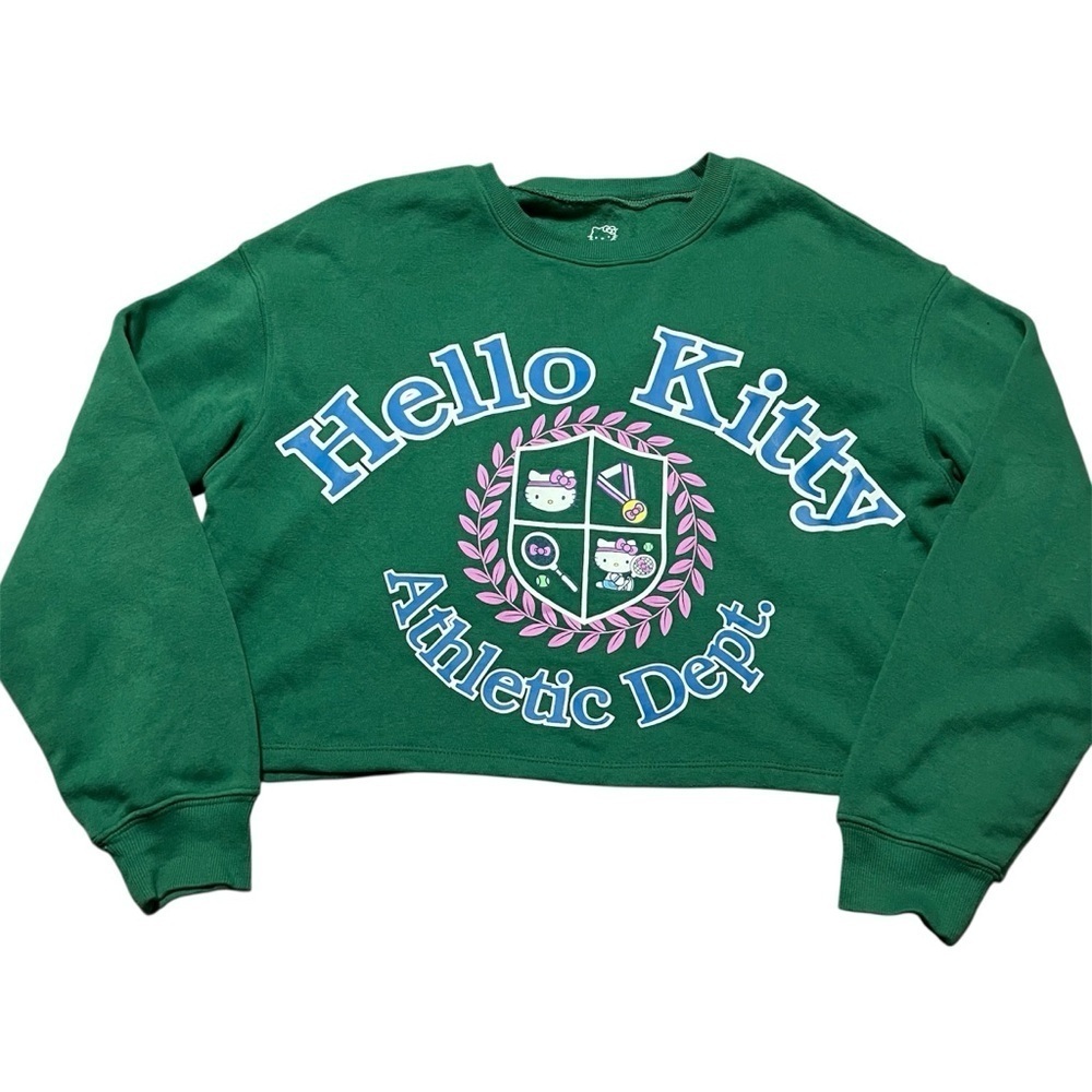 Hello Kitty Sanrio Tennis Cropped Hoodie EUC Size Large Girly Fall Sporty Y2K